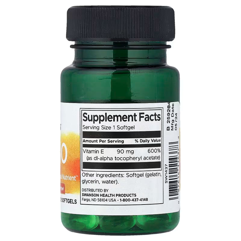SWANSON VITAMIN E 200IU 60 capsules SWANSON