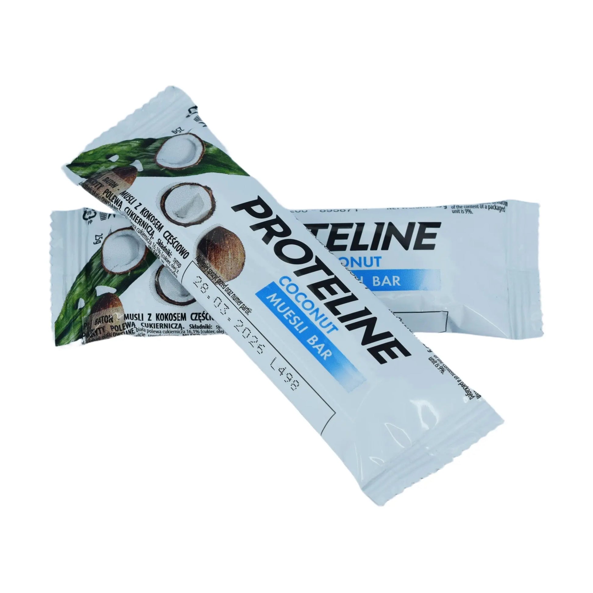 Bar – muesli with coconut partially glazed with confectionery glaze (25g) Protein bar
