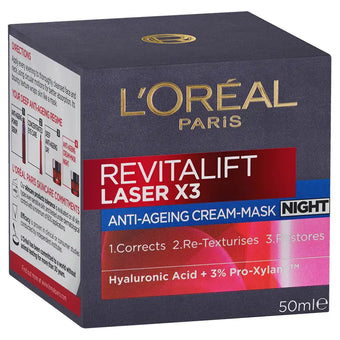 compare product LOREAL Revitalift Laser x3 naktinis kremas nuo senėjimo su trigubu poveikiu 50 ml