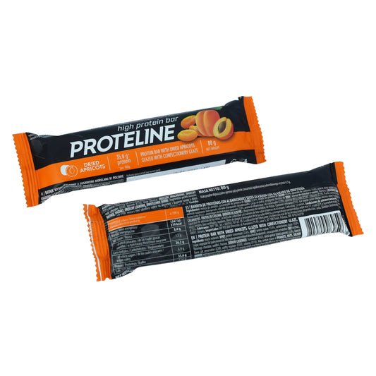 PROTELINE - Protein bar with dried apricots glazed with confectionery glaze (80g) PROTELINE