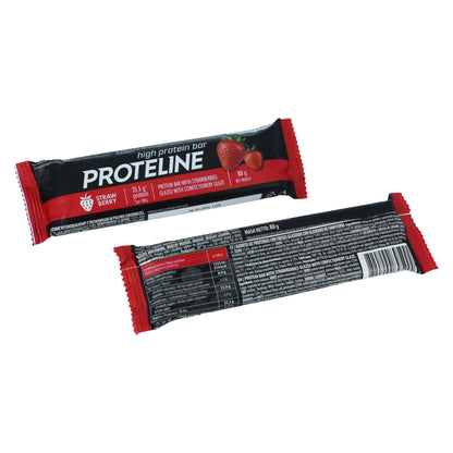 PROTELINE - Protein bar with strawberries glazed with confectionery glaze (80g) PROTELINE
