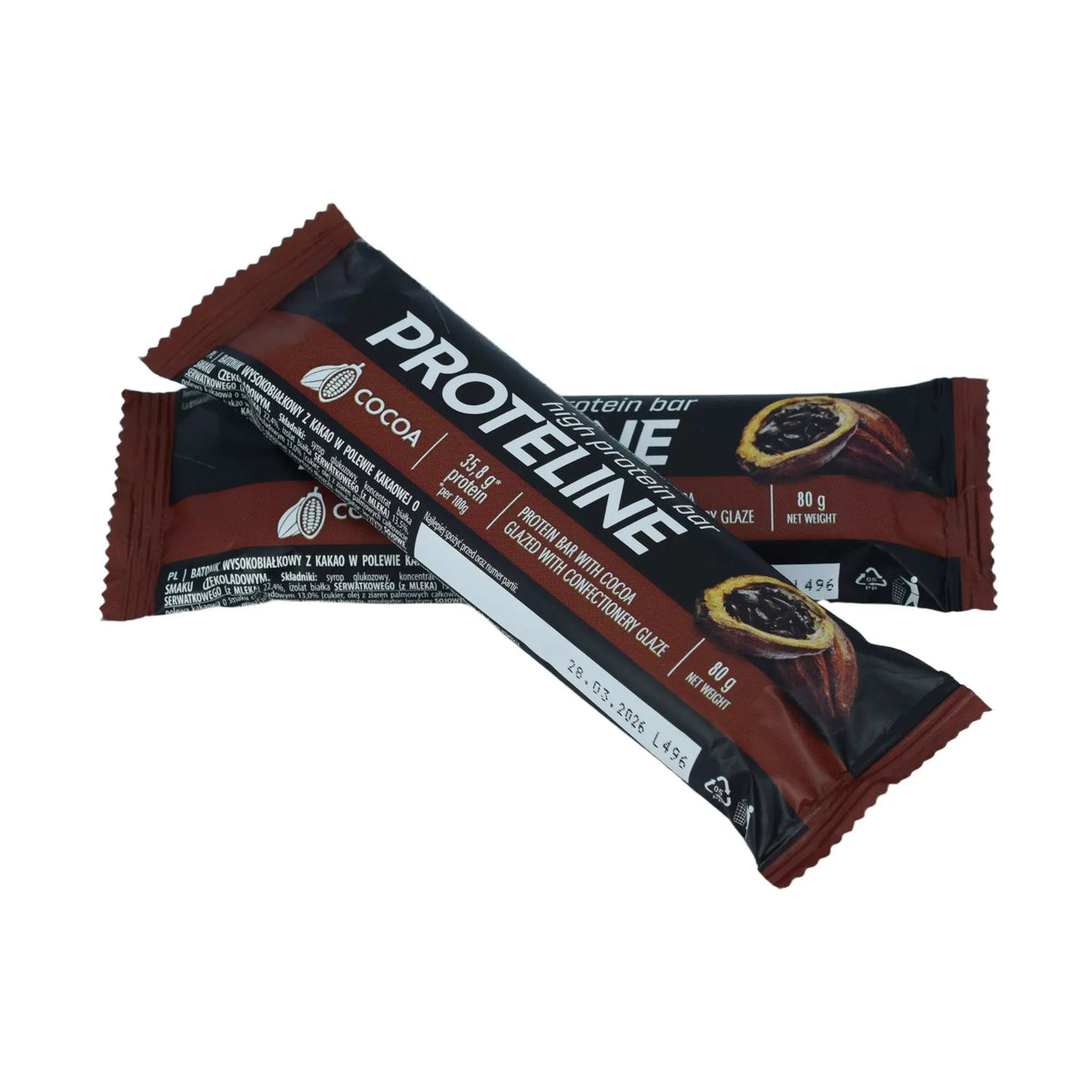 Protein bar with cocoa glazed with confectionery glaze (80g) Protein bar