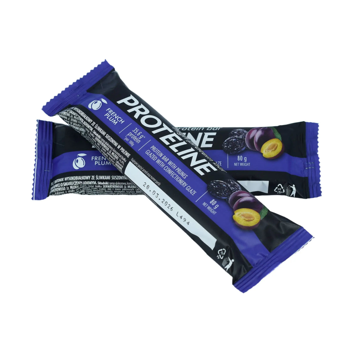 Protein bar with prunes glazed with confectionery glaze (80g) Protein bar