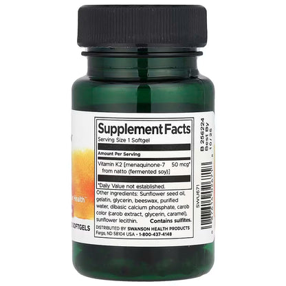 Swanson Natural Vitamin K2 50 mcg 30 softgels SWANSON